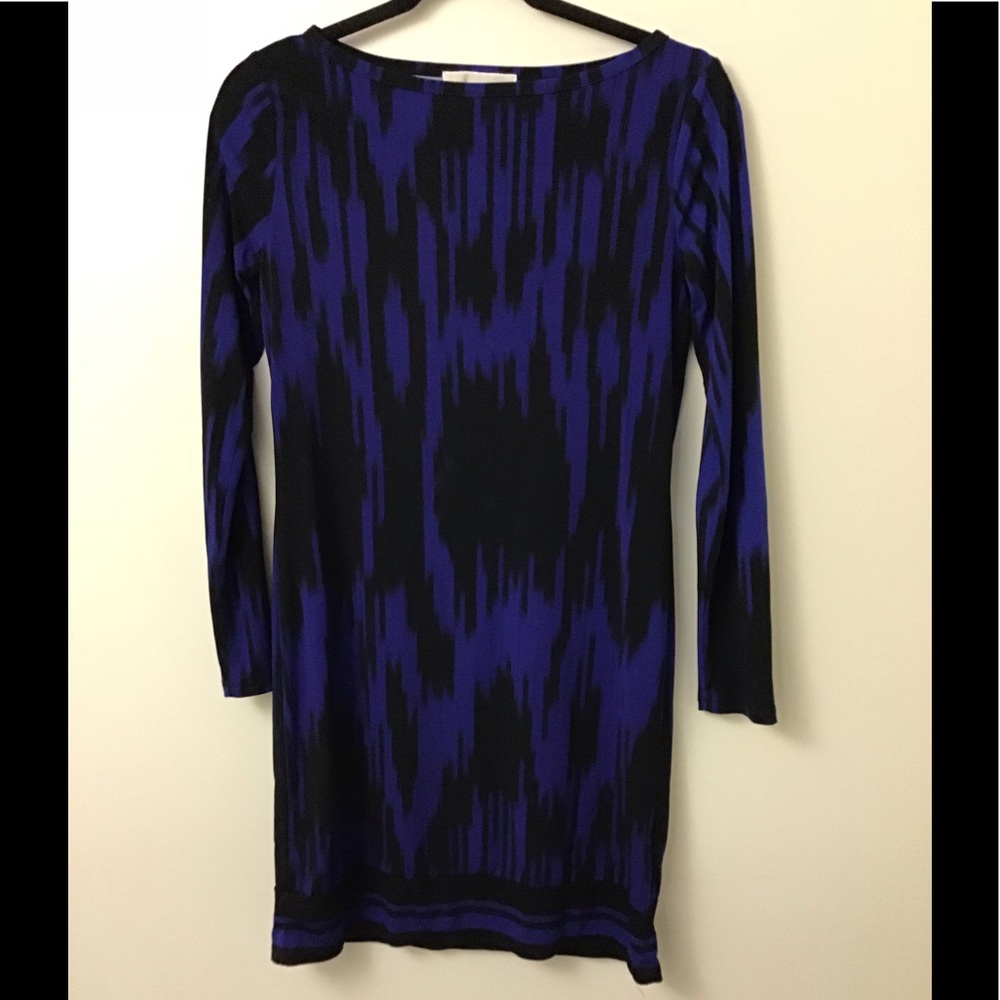 Michael Kors long sleeve black and blue dress